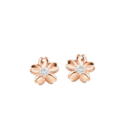 PRIMA 9K Gold Diamond Earrings Flower Collection