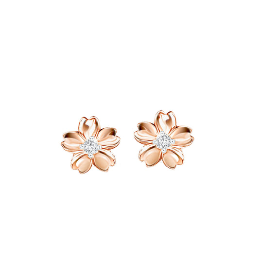 PRIMA Hoa tai Vàng 9K kết hợp Kim Cương - BST Flora Blush