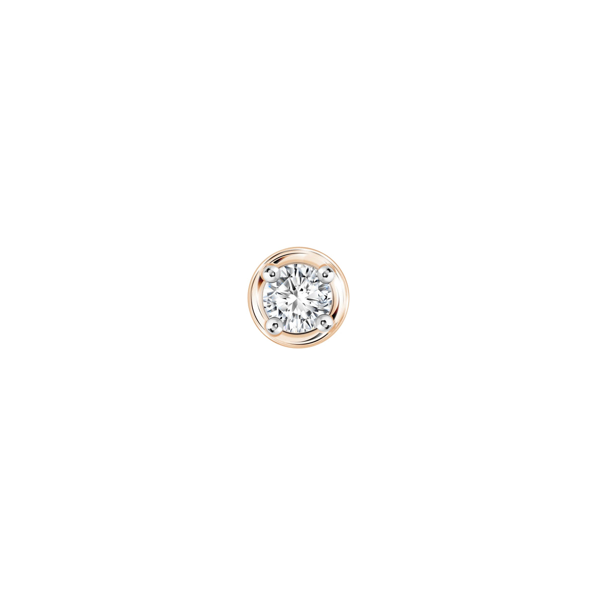 PRIMA Hoa tai Vàng 9K kết hợp Kim Cương kiểu dáng tròn - BST Stud Earrings ( 1 chiếc)