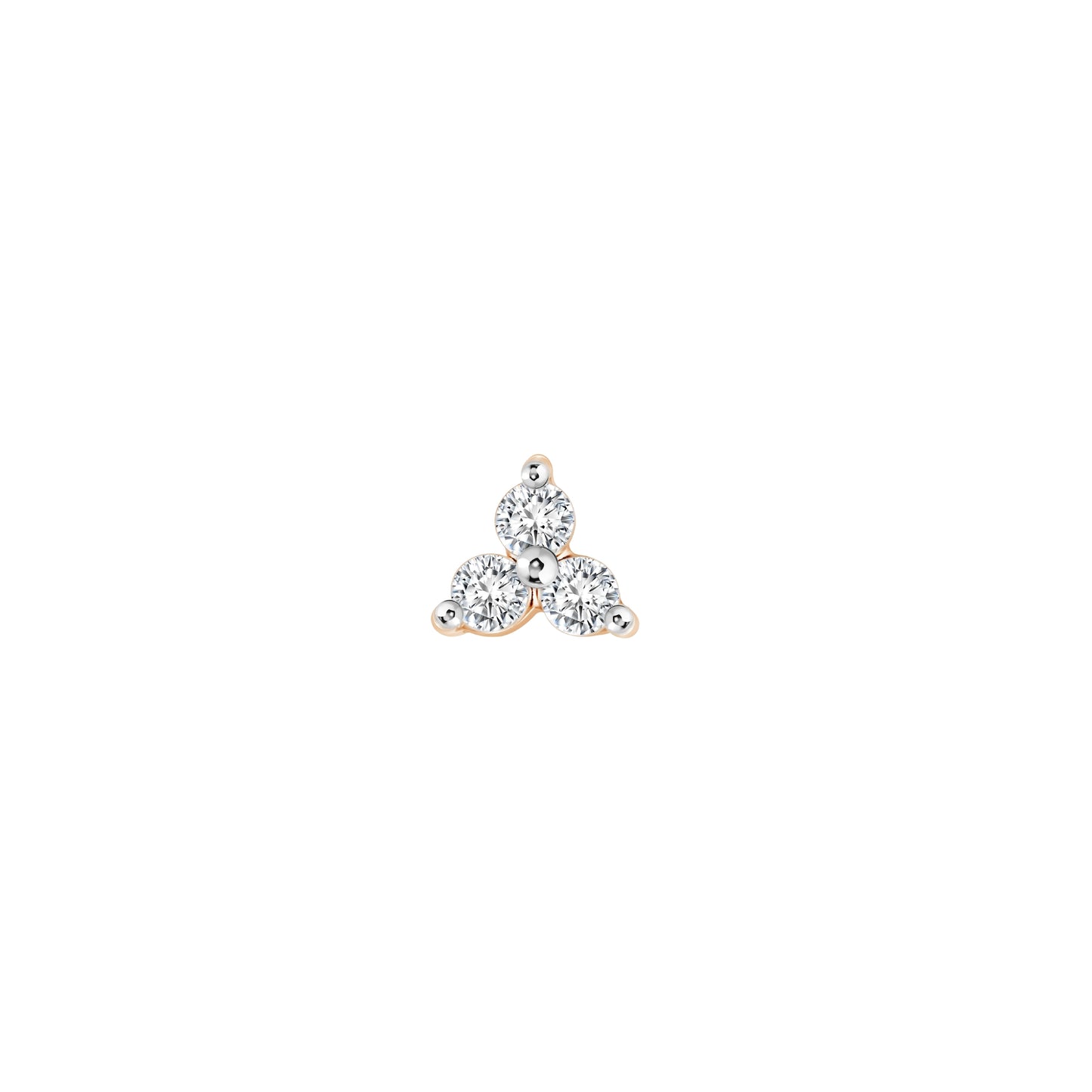PRIMA Hoa tai Vàng 9K kết hợp Kim Cương kiểu dáng hoa 3 cánh - BST Stud Earrings ( 1 chiếc)