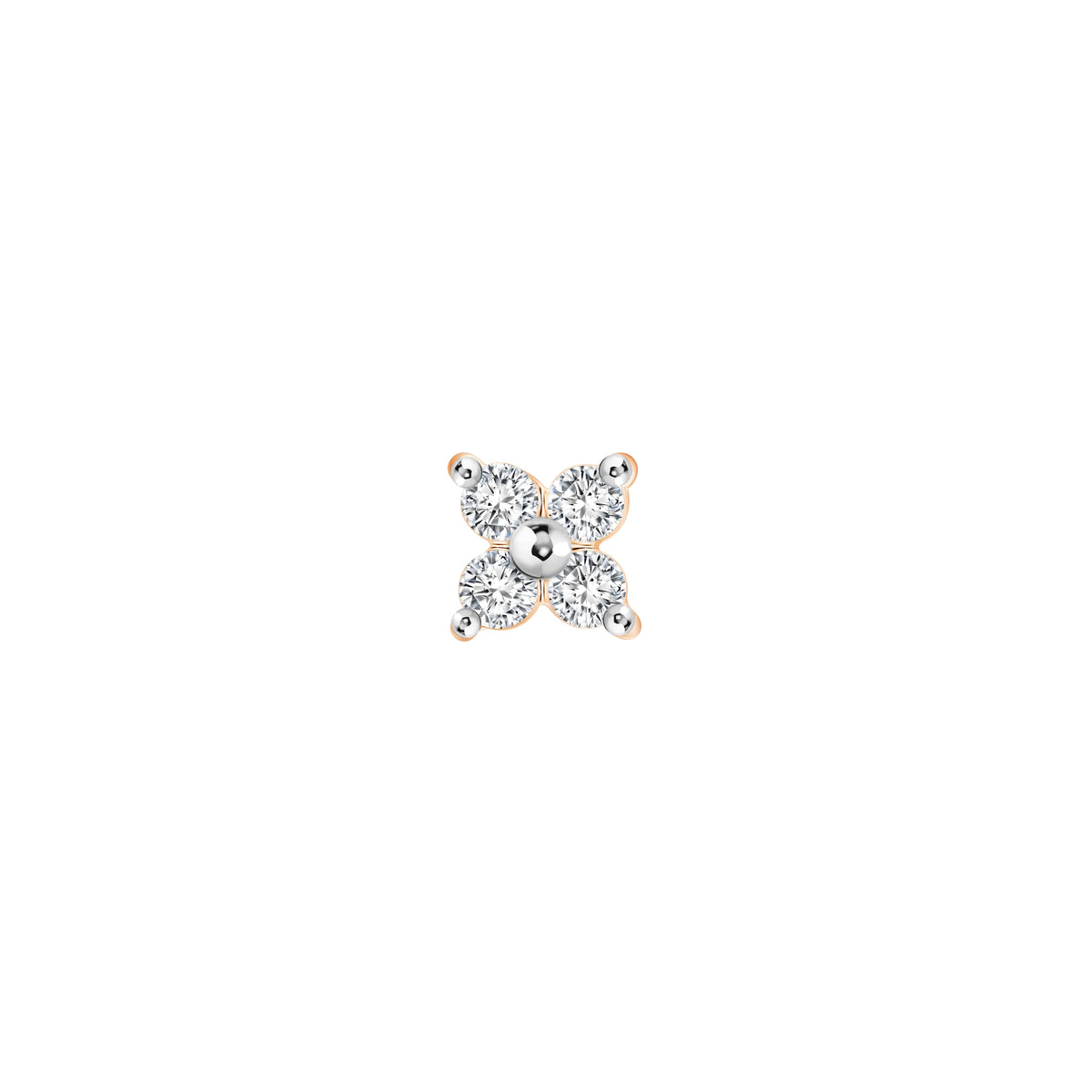PRIMA Hoa tai Vàng 9K kết hợp Kim Cương kiểu dáng hoa 4 cánh - BST Stud Earrings ( 1 chiếc)