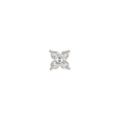 PRIMA Hoa tai Vàng 9K kết hợp Kim Cương kiểu dáng hoa 4 cánh - BST Stud Earrings ( 1 chiếc)