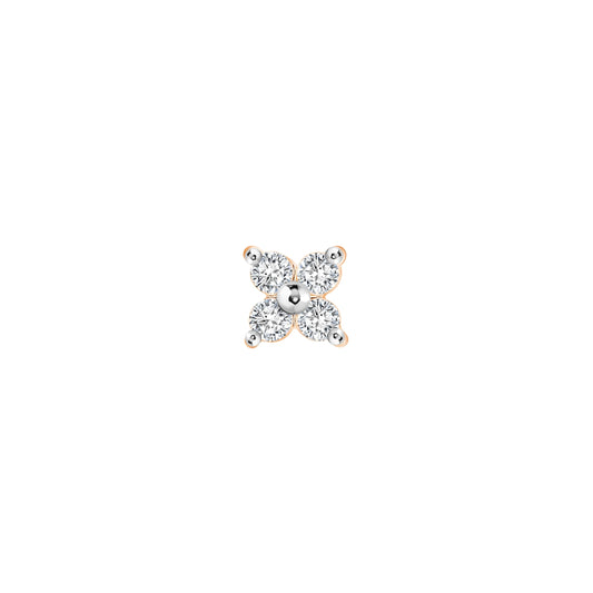 PRIMA Hoa tai Vàng 9K kết hợp Kim Cương kiểu dáng hoa 4 cánh - BST Stud Earrings ( 1 chiếc)
