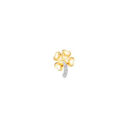 PRIMA Hoa tai Vàng 9K kết hợp Kim Cương kiểu dáng Cỏ May Mắn - BST Monochic ( 1 chiếc)