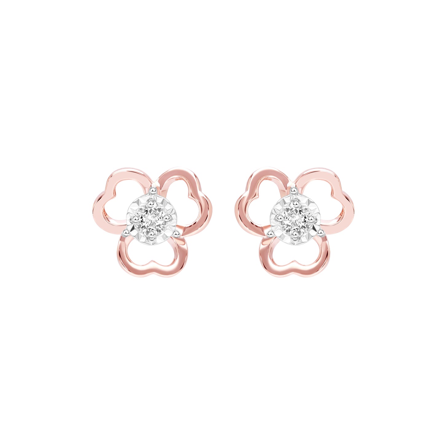 PRIMA Hoa tai Vàng 9K kết hợp Kim Cương - BST Flora Blush
