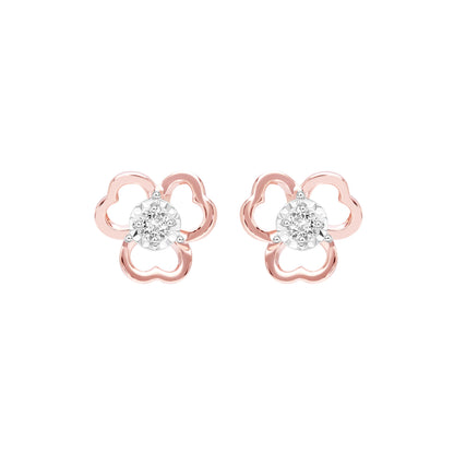 PRIMA Hoa tai Vàng 9K kết hợp Kim Cương - BST Flora Blush