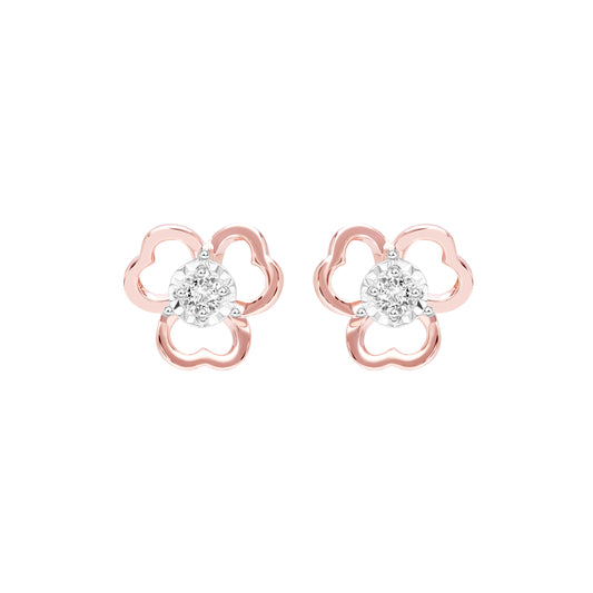 PRIMA 9K Gold Diamond Earrings Flower Collection