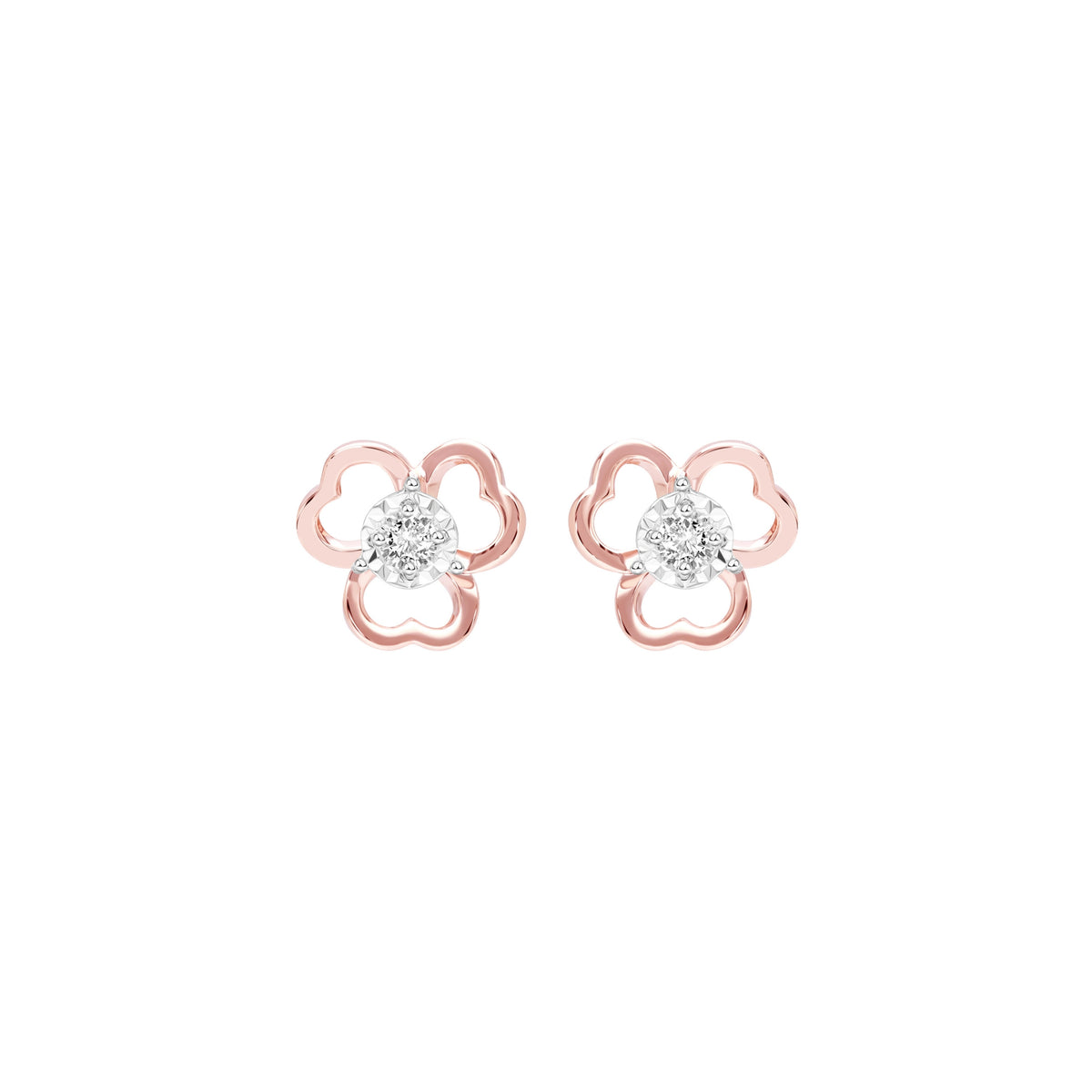 PRIMA 9K Gold Diamond Earrings Flower Collection