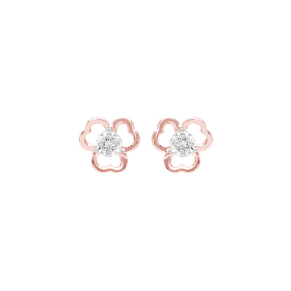 PRIMA 9K Gold Diamond Earrings Flower Collection