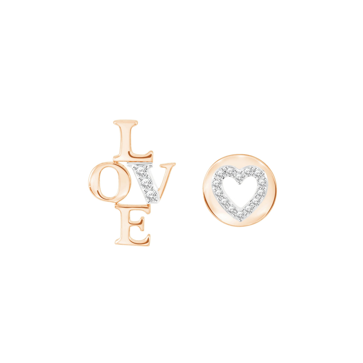 PRIMA Hoa tai Vàng 9K kết hợp Kim Cương kiểu dáng Chữ LOVE - BST Love Letter