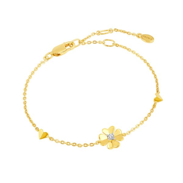 PRIMA Lắc tay Vàng 9K kết hợp Kim Cương kiểu dáng Cỏ May Mắn - BST Lucky Flower