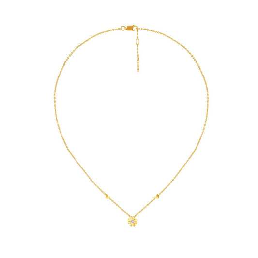 PRIMA Vòng cổ Vàng 9K kết hợp Kim Cương kiểu dáng Cỏ May Mắn - BST Lucky Flower