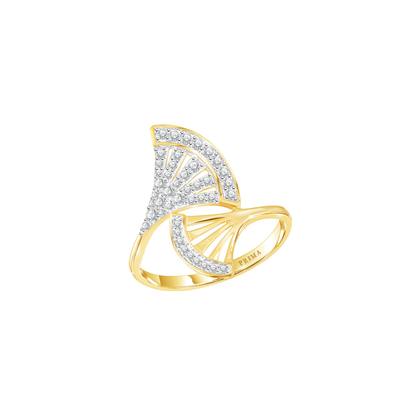 PRIMA 18K Gold Diamond Ring Grand Ginkgo Collection