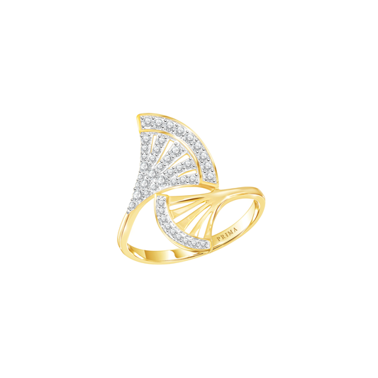 PRIMA 18K Gold Diamond Ring Grand Ginkgo Collection