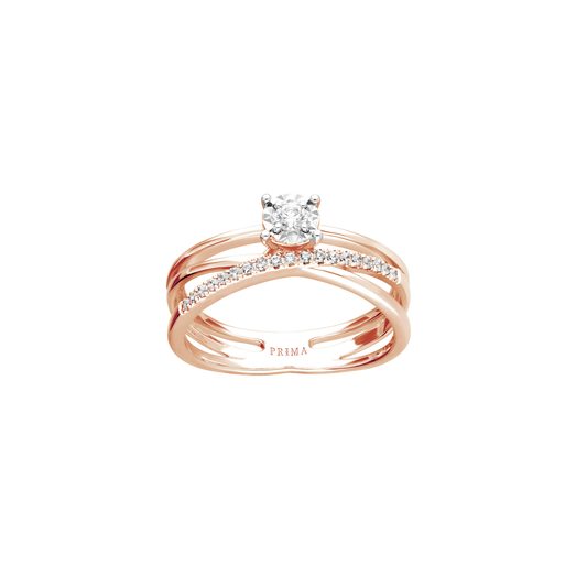 PRIMA Nhẫn Vàng 18K kết hợp Kim Cương