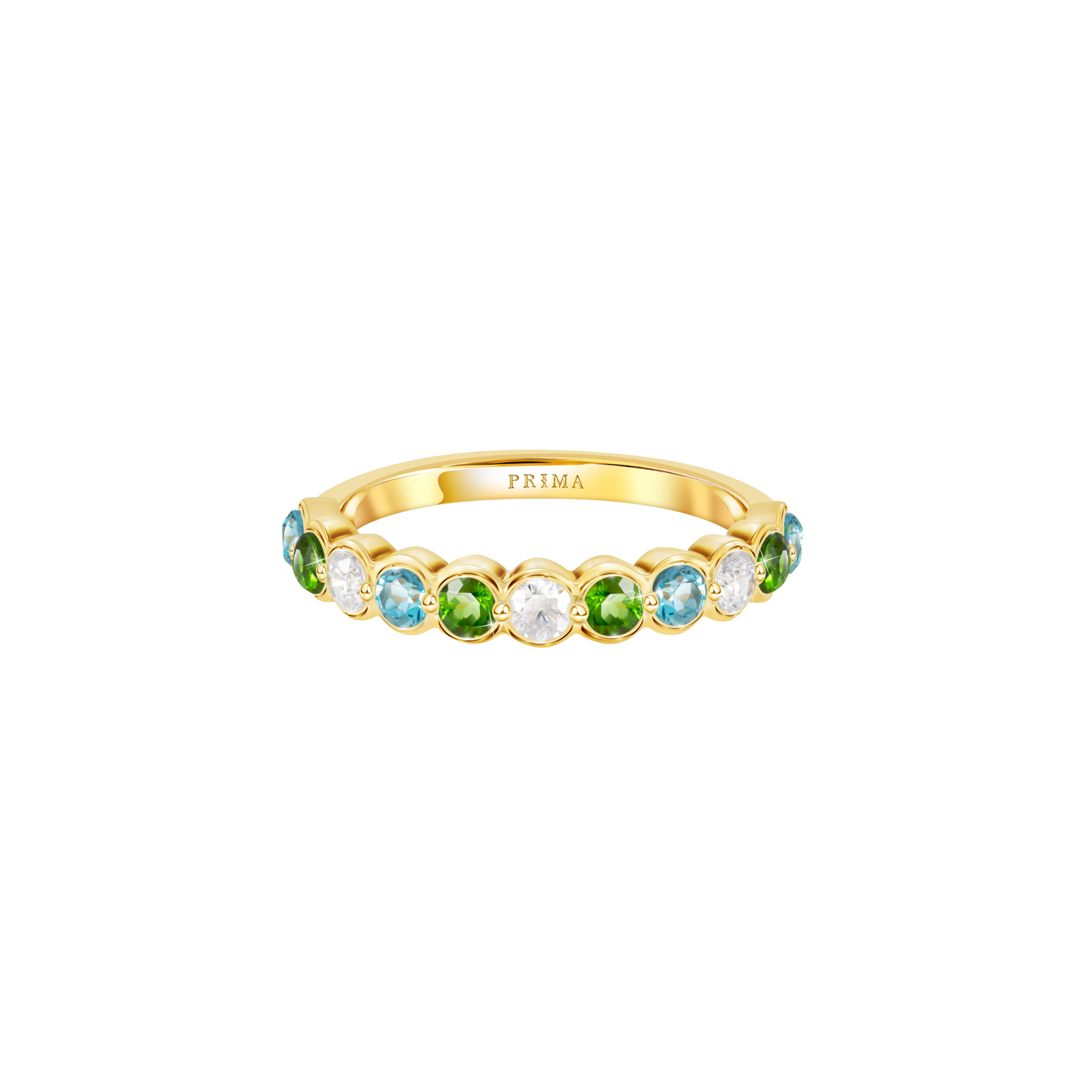 PRIMA Nhẫn Vàng 9K kết hợp Đá Màu Chrome Diopside - BST Color Pop Confetti