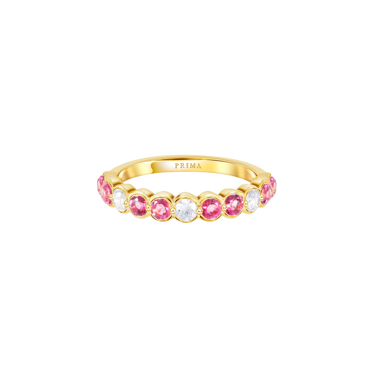 PRIMA Nhẫn Vàng 9K kết hợp Đá Màu Pink Tourmaline - BST Color Pop Confetti
