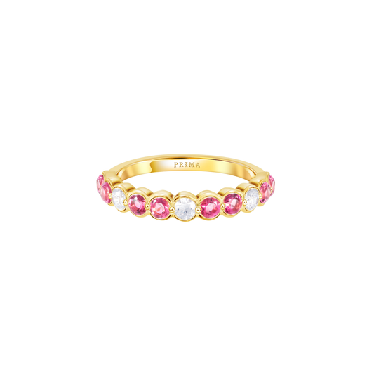 PRIMA Nhẫn Vàng 9K kết hợp Đá Màu Pink Tourmaline - BST Color Pop Confetti