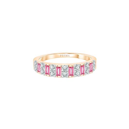PRIMA Nhẫn Vàng 9K kết hợp Đá Màu Pink Sapphire - BST Color Pop Confetti