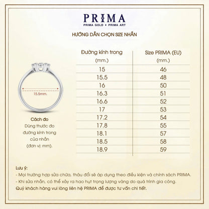 PRIMA Nhẫn Vàng 18K kết hợp Kim Cương