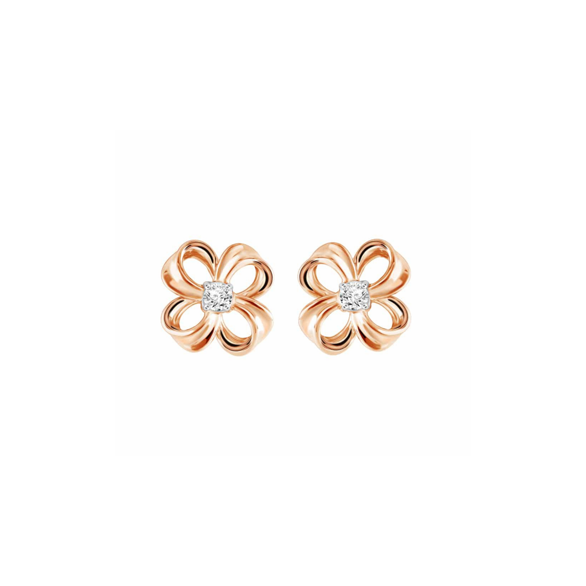 PRIMA 9K Gold Diamond Earrings Blossom Flower Collection