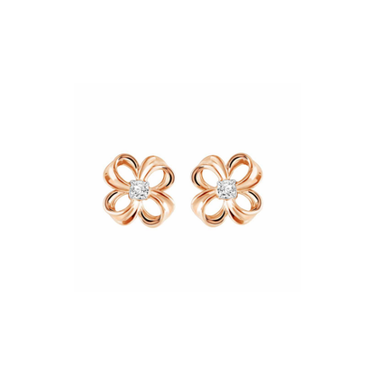 PRIMA 9K Gold Diamond Earrings Blossom Flower Collection