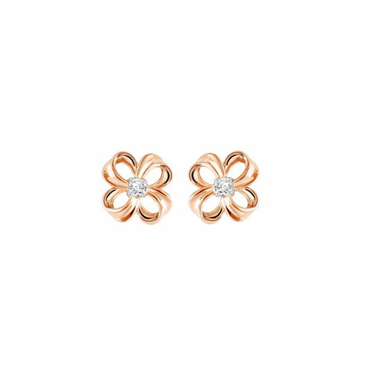 PRIMA 9K Gold Diamond Earrings Blossom Flower Collection
