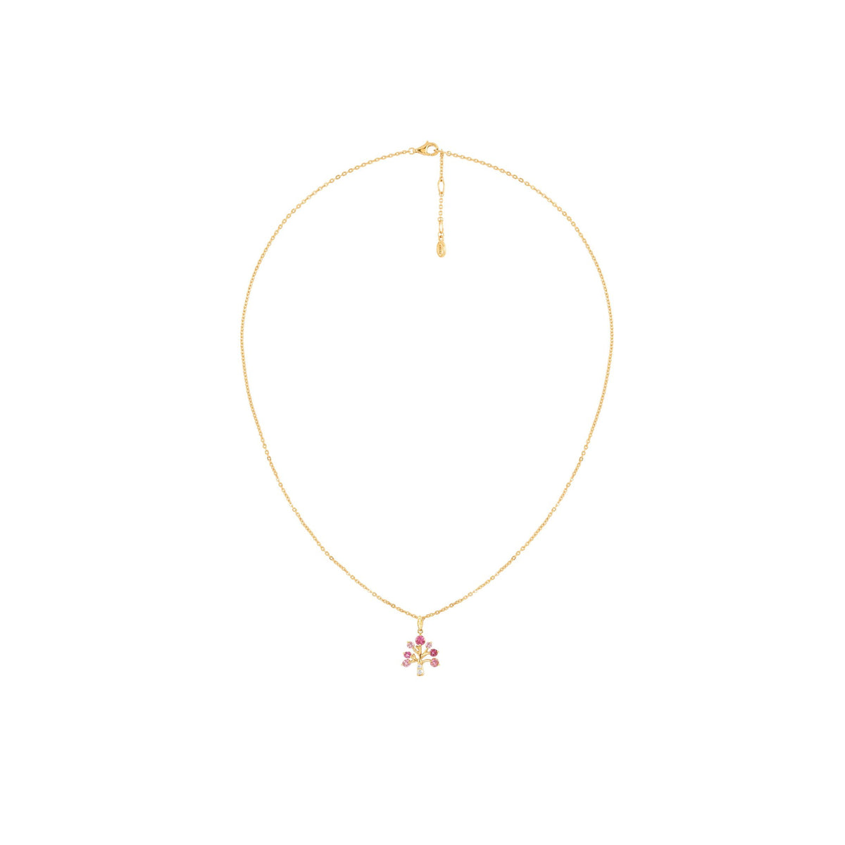 PRIMA Vòng cổ Vàng 9K kết hợp Kim Cương & Đá Màu Pink Tourmaline - BST Flora Tree
