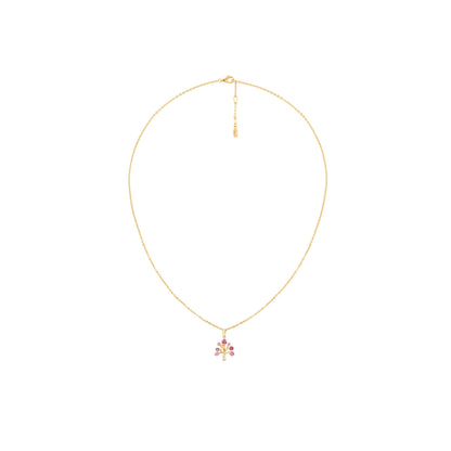 PRIMA Vòng cổ Vàng 9K kết hợp Kim Cương & Đá Màu Pink Tourmaline - BST Flora Tree