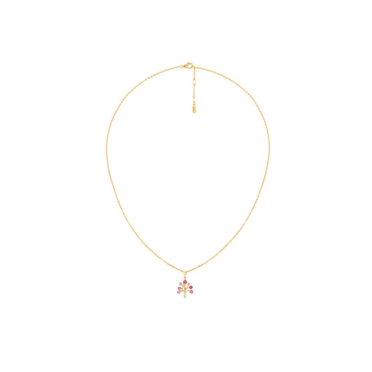 PRIMA Vòng cổ Vàng 9K kết hợp Kim Cương & Đá Màu Pink Tourmaline - BST Flora Tree
