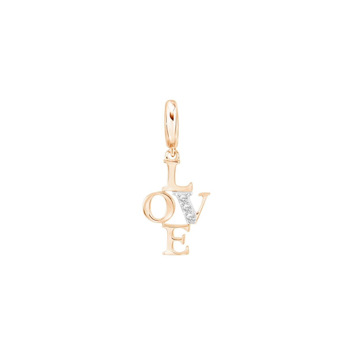 PRIMA Mặt dây chuyền Vàng 9K kết hợp Kim Cương kiểu dáng Chữ LOVE - BST Love Letter