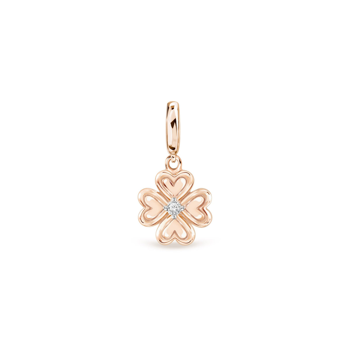 PRIMA Mặt dây chuyền Vàng 9K kết hợp Kim Cương kiểu dáng Cỏ May Mắn - BST Charm & Huggies