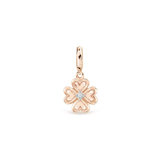 PRIMA Mặt dây chuyền Vàng 9K kết hợp Kim Cương kiểu dáng Cỏ May Mắn - BST Charm & Huggies