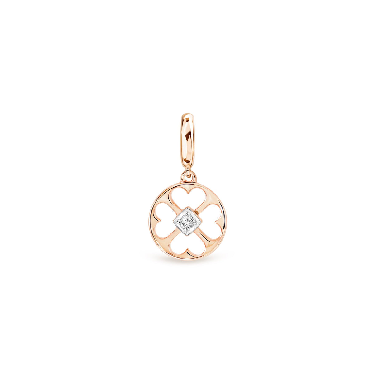 PRIMA Mặt dây chuyền Vàng 9K kết hợp Kim Cương kiểu dáng Cỏ May Mắn - BST Charm & Huggies