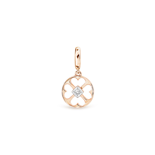 PRIMA Mặt dây chuyền Vàng 9K kết hợp Kim Cương kiểu dáng Cỏ May Mắn - BST Charm & Huggies